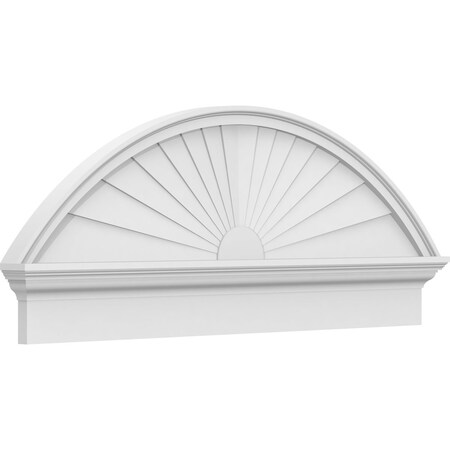 Ekena Millwork Segment Arch Sunburst Architectural Grade PVC Combination Pediment, 46"W x 18-3/8"H x 2-3/4"P PEDPC046X185SEG01